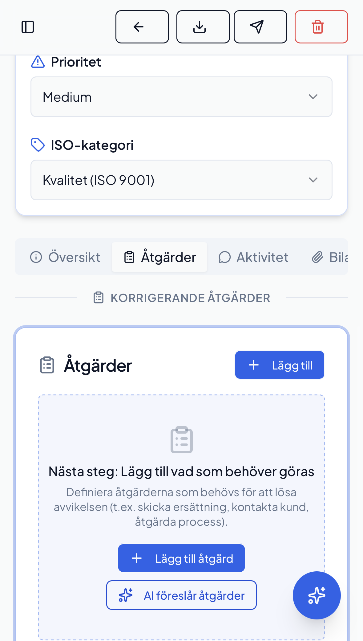 Åtgärder och ansvar i Avicco